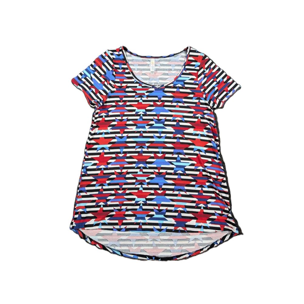 LuLaRoe Stars Stripes Top Womens S Modern Print Classic T shirt